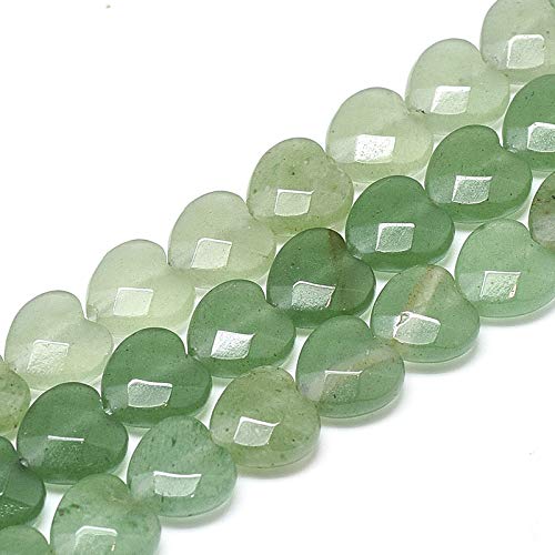 Fashewelry 18pcs Faceted Heart Natural Green Aventurine Stone Beads Tumbled Chakra Gemstone Beads Crystal Healing Drilled Loose Beads for Earring Bracelet Necklace Jewelry Making - color: Green Aventurine