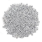 600PCS 6x6mm Square Acrylic Letter Beads N for Friendship Bracelets Jewelry Making, White Acrylic Cube Base with Black Alphabet Beads for DIY Crafts Bracelets Necklaces Key Chains Phone Lanyard - color: Letter N(Black on White)