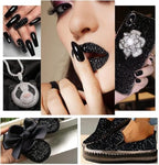 qiipii Pure Black Resin Flatback Rhinestones for Bedazzling Crafting 2mm-6mm Flatback Jelly Stones Solid Black Gems Diamonds for Face Eyes Makeup Tumblers Mugs Bottles DIY Crafts Clothes Shoes Phones - color: Pure Black