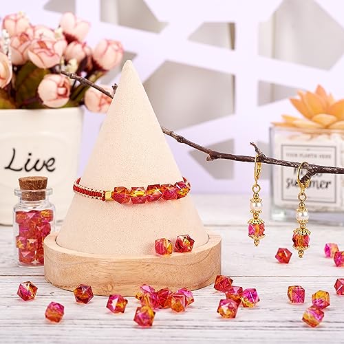 Craftdady Square Polygon Acrylic Beads 100pcs Crystal Clear Two-Tone Pink Spacer Charms for DIY Jewelry Making - color: DeepPink,Polygon