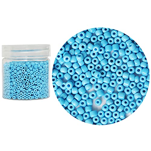 Bala&Fillic Opaque Light Blue Color 4mm Glass Seed Beads About 1400pcs in Box 6/0 Glass Craft Seed Beads for Jewelry Making (Light Blue, 4mm) - color: Light Blue, size: 4mm