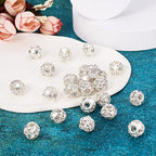 Craftdady 30Pcs 12mm Crystal Rhinestone Rondelle Spacer Beads Silver Disco Ball Loose Beads for Jewelry Making - color: Silver-12x10mm