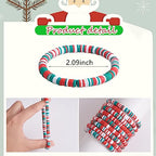 Ornaland Heishi Surfer Bracelets Set Polymer Clay Heishi Beads Stretch Bracelets Multi-Layer Stackable Friendship Bracelets Bohemia Summer Beach Jewelry for Women - color: Christmas style