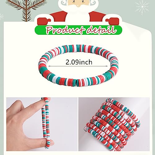 Ornaland Heishi Surfer Bracelets Set Polymer Clay Heishi Beads Stretch Bracelets Multi-Layer Stackable Friendship Bracelets Bohemia Summer Beach Jewelry for Women - color: Christmas style