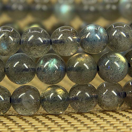 Angelstones Handmade Natural Healing Gemstone 6mm Round Beads Stretch Crystal Bracelet 7 Inch Unisex - color: Labradorite