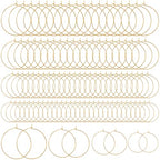 Pndeyo 280pcs Hypoallergenic Earring Beading Hoops, 20mm 25mm 30mm 35mm Round Hoop Earrings Findings, Open Earring Wire Ring Accessories for Jewelry Making- Silver & Gold - color: Gold-280pcs