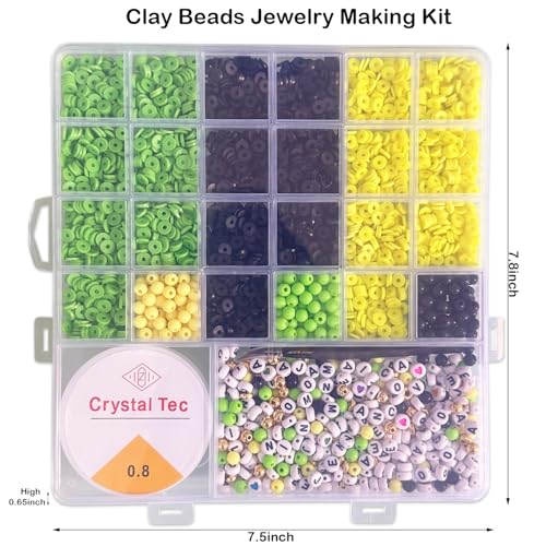 Jamaica Clay Beads Bracelets Making Kit - Jamaican Party Supplies - Jamaica Independence Day Boho DIY Art Craft Jewelry Making Set with Assorted Beads - 1 Box, Yellow, Green and Black