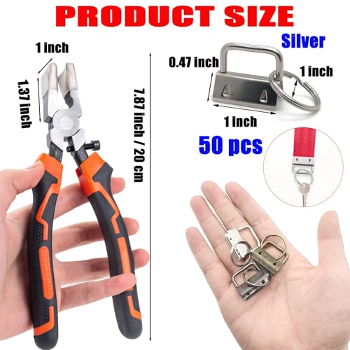 Key Fob Hardware Set with Pliers Tool, 60 Pieces 1 Inch Lanyard Hardware, 4 Colors for Keychain and Wristlet Clamp Supplies（silver, black, gold,antique bronze） - color: 60 Pcs