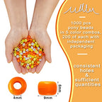MIIIM 1000PCS 6x9mm Pony Beads Bulk, 5 Styles Yellow Pony Beads for Bracelets Making Kit, Kandi, Hair Braids Crafts for Jewelry Making (Yellow) - color: Yellow