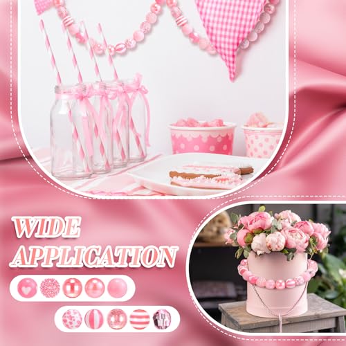 Ferreve 20 Pcs Chunky Bubblegum Beads 20mm Focal Pen Large Rhinestone Pearl Beads for DIY Beadable Pen School Jewelry Making Keychain Craft Making(Pink) - color: Pink