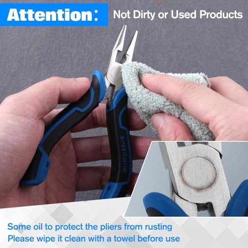 SPEEDWOX 5-Inch Mini Chain Nose Pliers for Jewelry Making Long Nose Pliers with Teeth Small Jewelry Plier with Cutter Serrated Jaws Needle-Nose Plier for Bending Wire Handcraft Work in Tight Areas - style: Long Nose Pliers