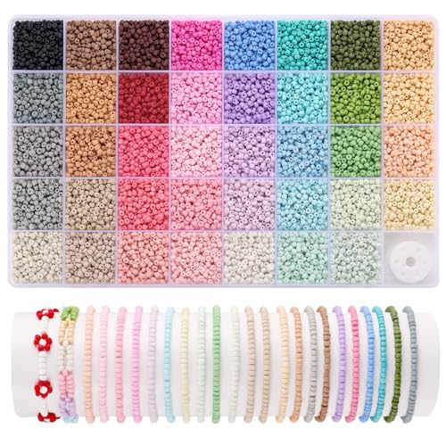 Funtopia 3mm Seed Beads Matte, 39 Colors Frosted Seed Beads for Bracelet Making, Friendship Bracelet Beads for Girls Adults, Small Beads for Jewelry Making DIY Craft - color: 2.3mm Matte Color, size: 3mm
