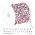 UMAOKANG 10 Meters Stainless Steel Chain for Jewelry Making Pink Enamel Beaded Chains Bulk Women Necklace Bracelet DIY Jewelry Findings - color: Pink Bead-Steel
