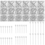 Junkin 1400 Pcs Eye Pins Mix Jewelry Findings 0.63 * 0.79 * 1.18 in Open Eye Head Pins Findings for Jewelry Making DIY Necklace Bracelets (Silver) - color: Silver