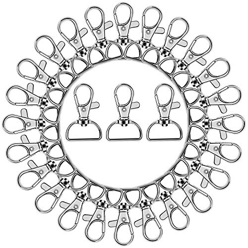 50PCS Swivel Clasps Lanyard Snap Hooks, Premium Key Chain Clip Hook Lobster Claw Clasp for Keychain Sewing Projects (3/4”Inside Width) (Silver)