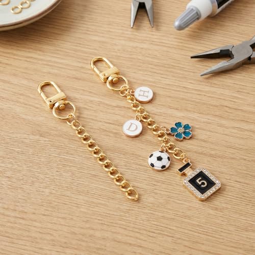 Hzopcw 20pcs Gold Keychain Making Kit, Key Ring Swivel Snap Hook Chains, Alloy Extender Keychain Bag Charm Kits for DIY Crafts Jewelry Making Handbag Purses- C Style - color: Gold-20pcs-C Style