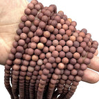 ABCGEMS Velvet-Matte-Finished African Blood Jasper Beads (Enhance The Stone's Inherent Texture and Nature Hues with a Non-Glare Aesthetic) Smooth Round 8mm (Non-Shiny) - color: Blood Jasper (From Africa)