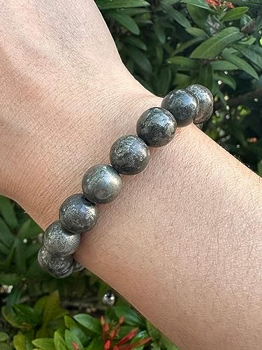 GAF TREASURES Grade A ++ Gemstone Round Bead Adjustable Bracelet 10mm, Genuine Crystal Bead Bracelet, Gift for Men & Women - color: Pyrite