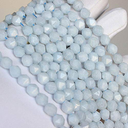 MJDCB Best Sellers Natural Stone Beads Faceted Polygon Aquamarine Crystal Energy Stone Healing Power for Jewelry Making(8mm) - color: Aquamarine