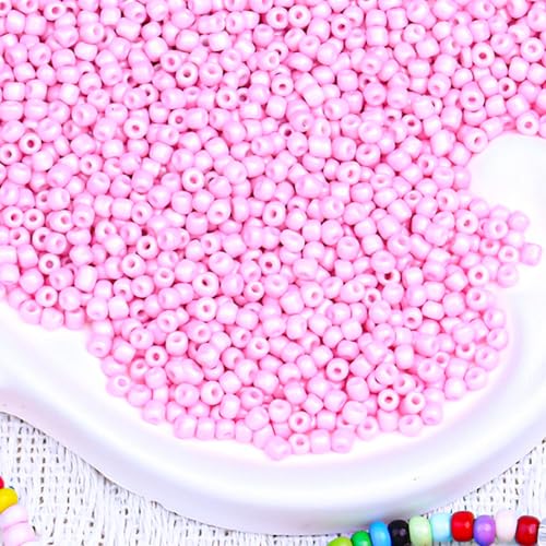 2000pcs Glass Seed Beads Bulk, 4mm 6/0 Mini Pony Spacer Small Individual Color Seed Beads for DIY Bracelet Necklaces Wrist Jewelry Making, Light Pink - color: Light Pink