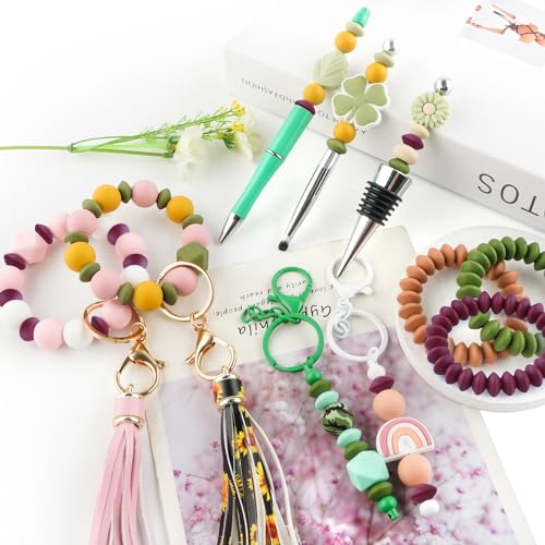 Sunrony 200Pcs Silicone Lentil Beads for Keychain Making, Bulk 12mm Silicone Abacus Spacer Beads for Necklace Bracelet Making Pens(Wine Red) - color: G-Wine red