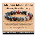 AD Beads Handmade Gemstone Stretch Elastic Bracelet Crystal Healing Reiki Nature's Beauty and Spiritual Essence Unisex - color: African Bloodstone (Strengthen the Body), size: 10mm