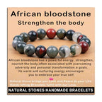 AD Beads Handmade Gemstone Stretch Elastic Bracelet Crystal Healing Reiki Nature's Beauty and Spiritual Essence Unisex - color: African Bloodstone (Strengthen the Body), size: 10mm