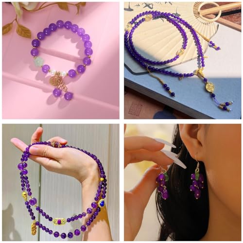 200PCS Glass Beads 8mm Glass Beads for Bracelets Necklaces Jewelry Making DIY Crafts (Dark Purple) - color: 0Dark Purple