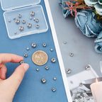 PH PandaHall 30pcs Stainless Steel Stopper Rondelle Spacer Beads with Rubber Inside, Fit Adjustable Slider Chain, Jeweley Bracelet Necklace Making