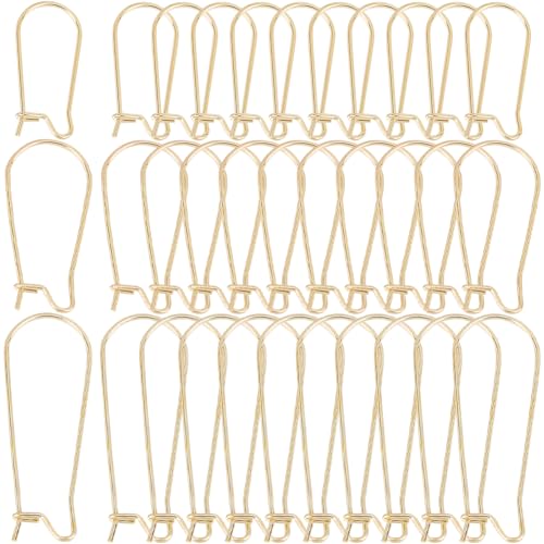 1 Box 120Pcs Kidney Wire Earring Hooks Kidney Teardrop Ear Wire Gold Dangle U Shaped Long Hoop Ear Wires with 33mm Stainless Steel Kidney Earring Hooks for Jewelry Making Supplies DIY Craft - color: Gold