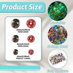 Elecrelive 96pcs Glow in The Dark Glass Beads 6mm/8mm/10mm Lampwork Luminous Round Glass Beads for Jewelry Making DIY Bracelet Earring Necklace Making - color: Mix 8 Colors