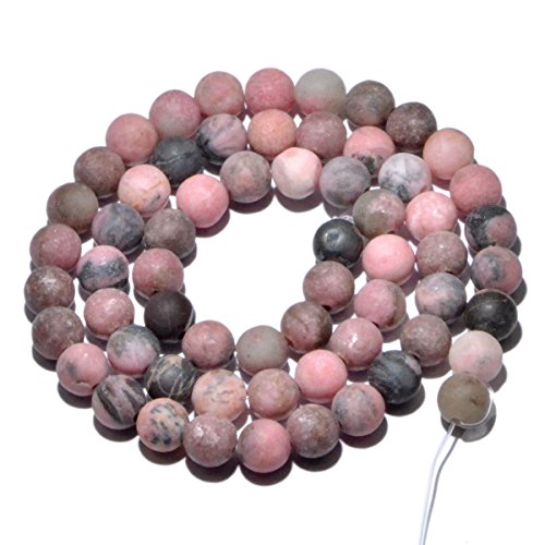 AD Beads Beautiful Natural Matte Gemstone Round Spacer Loose Beads 4-12mm (6mm, 26 Matte Rhodonite) - color: 26 Matte Rhodonite, size: 6mm