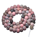 AD Beads Beautiful Natural Matte Gemstone Round Spacer Loose Beads 4-12mm (6mm, 26 Matte Rhodonite) - color: 26 Matte Rhodonite, size: 6mm