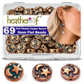Tibetan Copper Spacer Beads 9mm Flat Round – 69pcs Metal Spacer Beads for Jewelry Making, Bracelets, Necklaces & Earrings DIY Supplies, Antique Silver Zinc Alloy - color: Copper Star and Moon