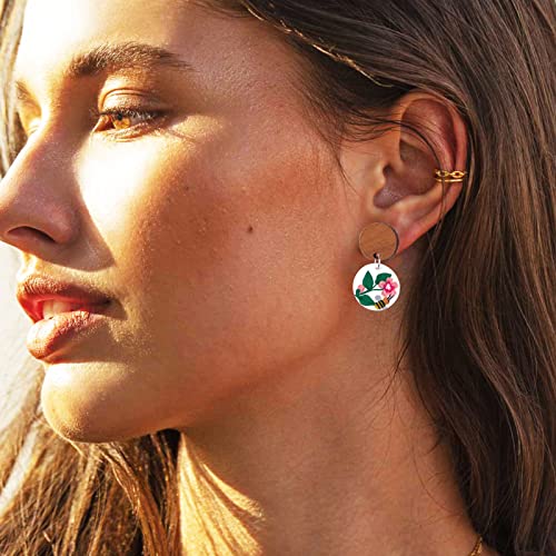 DoreenBeads 30Pcs Natural Wooden Stud Earrings Posts with Loop for Jewelry Making- Round Circle Wood Earring Posts with Ear Backs for Women DIY Earring Making Personalized Jewelry Findings - color: Round Circle