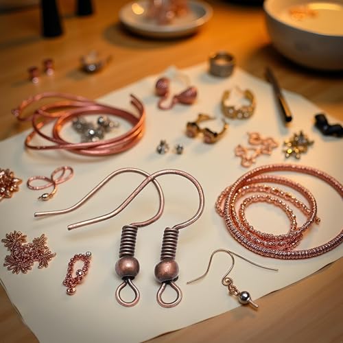100Pcs Red Copper Earring Hooks Hypo-allergenic Ear Wires Fish Hooks with Ball and Coil Earring Wires Jewelry Findings for DIY Parts Supplies(20 * 17mm)