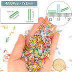4000 Pcs Rainbow Mix Glass Bugle Beads, 2 x 7 mm Embroidery Beads, Small Long Tube Seed Beads for Embroidery Craft Jewelry Making - color: Rainbow Mix