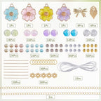 SUNNYCLUE 1 Box 430pcs DIY 4 Sets Flower Bracelet Making Kit Enamel Flower Charms Spring Light Gold Plated Violet Flowers Bowknot Leaf Electroplate Clear Ab Colors Bead for Jewelry Making Beginners - style: Flower