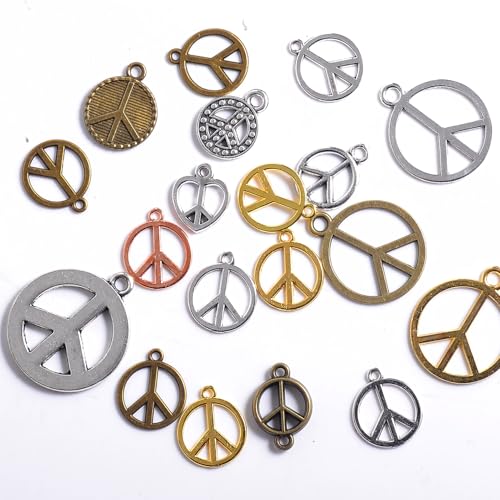 stino Metal Charms for Jewelry Making 100gram, Bulk Tibetan Silver & Gold Plated Trinkets for Earring Necklace Jewelry Making and Findings - color: Peace Plane Mixed Color