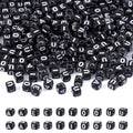 FASHEWELRY 500pc Acrylic Cube Vowel Letter Beads - 4.5mm Black Square Initial Alphabet Beads for Friendship Bracelets & Jewelry Making - color: 0-Vowel Letter Beads