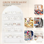 DoubleFill 5 Tier Wooden Earring Display for Vendor Arch Jewelry Display Stand Rack with Adjustable Height for Retail Selling - color: Grey White