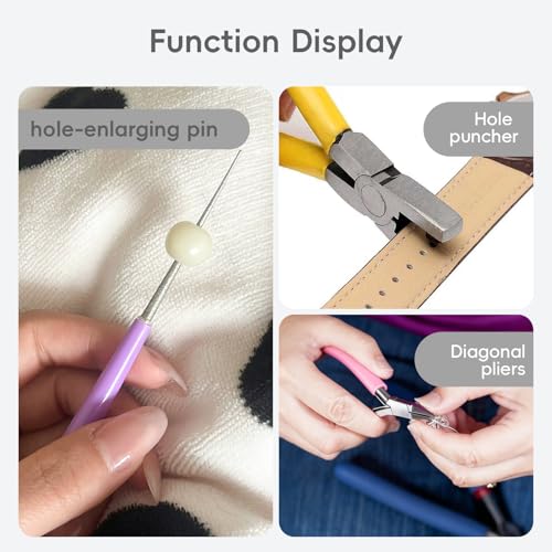 4PCS Band Leather Punching Pliers 2.0mm Belt Punch Tool for Belt with Ruler & Wire Cutters, Punching Tool Lace Punch Hand Wrist Strap Leather Punching Tool for DIY Craft Shoes Fabric - style: Full Kits