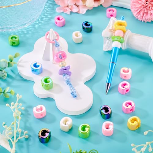 Beadthoven 20pcs Big Letter G Beads Large Hole Bubble Alphabet Acrylic Beads Charm Iridescent Plastic G Shape Loose Chunky Spacers for Jewelry Making Bracelet Necklace Keychains Shoelaces Crafts - color: G