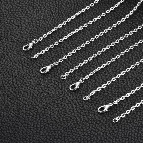 HARFINGTON 20 Pack 18 Inch Necklace Chains Bulk 2.5mm Silver Plated Cable Chains with Lobster Clasps for Jewelry Making - color: Silver, size: 18 Inch x 2.5mm