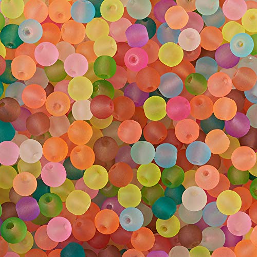 FASHEWELRY 200Pcs Transparent Frosted Glass Bead 4mm Matte Crystal Glass Loose Beads for DIY Jewelry Making (Light Sea Green) - color: Light Sea Green