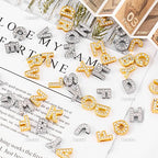 AUEAR, 130 Pack Silver Gold A-Z 8mm Full Rhinestone Slide Crystal Alphabet Letter Charm Alloy for Bracelets Necklace Wristbands DIY Jewelry Making - color: Silver & Gold, size: 130 Pack
