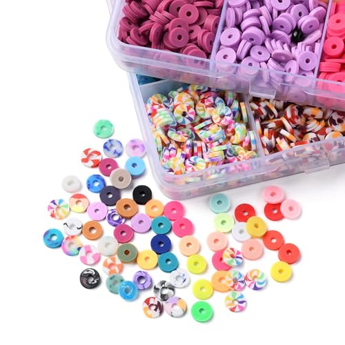 Echoed Elegance Clay Beads 2 Boxes Bracelet Making Kit, 8042 pcs Beads for Jewelry Making, Round Letter Beads with Charm and Elastic Strings, Friendship Bracelets Holiday Gifts for Girls Adults - color: Clay Beads Kit (2 Boxes with Accessories)-about 8042