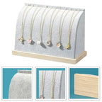 Cambered Necklace Display Stand with Flannelette Soft Mat Wood Jewelry Organizer Tabletop Display Holder for Necklaces, Choker Pendant (Light Grey) - color: Light Grey