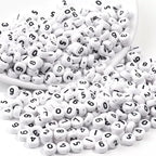 1000Pcs Acrylic Number Beads Round Number Round Beads 4x7mm Mixed Number Beads, for Jewelry Bracelets Necklaces Key Chains Making (Black-White) - color: Black-White