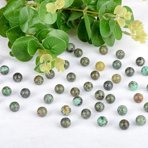 4mm 200pcs Natural Stone Round Beads African Turquoise Genuine Stone Beading Loose Gemstone DIY Charm Smooth Beads for Bracelets Necklaces Earrings Hole Size 1mm (African Turquoise 4mm) - color: African Turquoise, size: 4mm